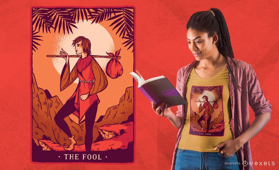 O projeto do t-shirt da plataforma do Tarot do tolo O projeto do t-shirt da plataforma do Tarot do tolo