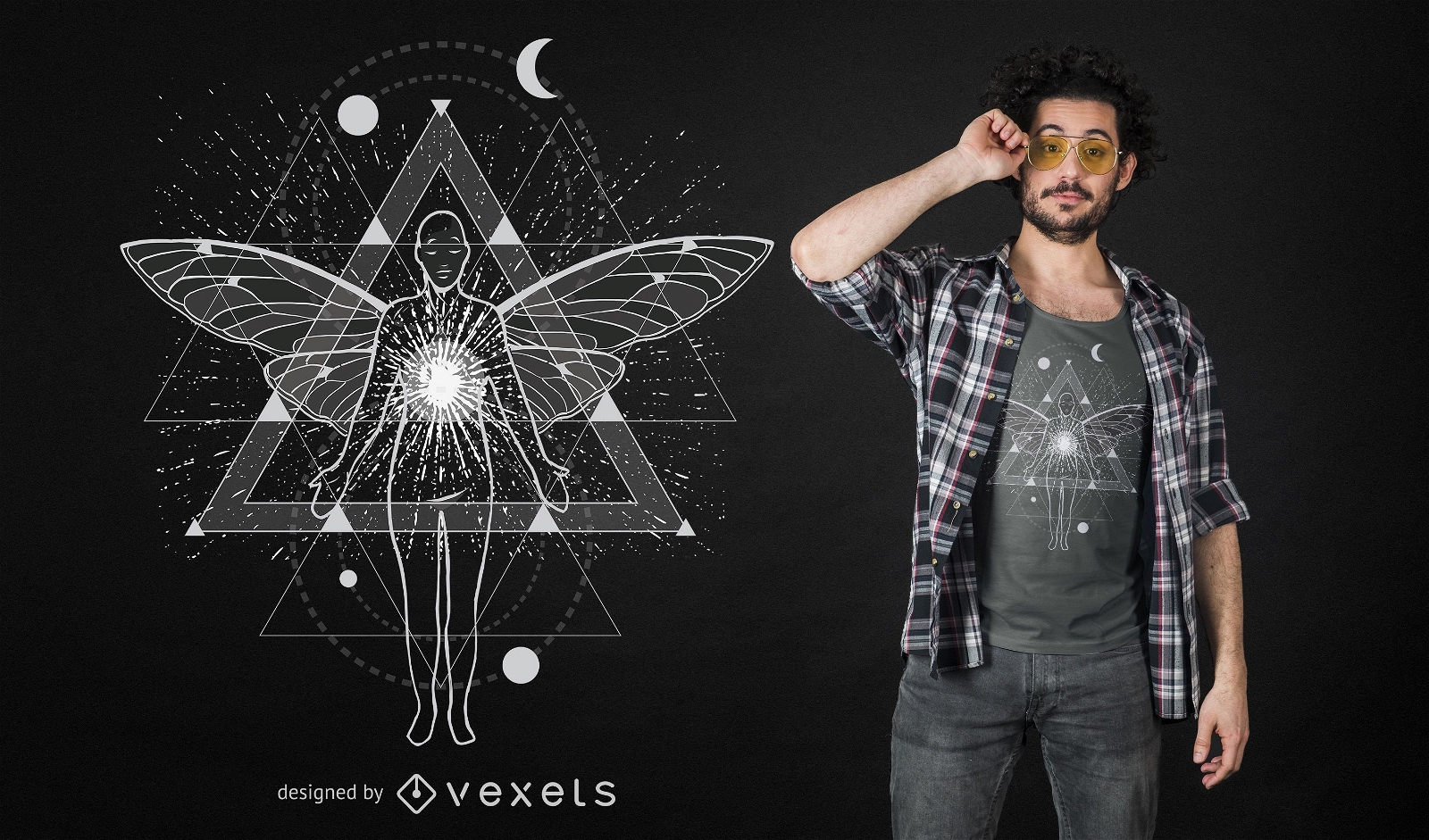 Design geométrico de t-shirt Astral Trip