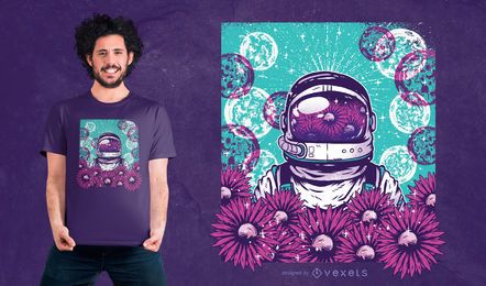 Diseño floral de la camiseta del astronauta Diseño floral de la camiseta del astronauta