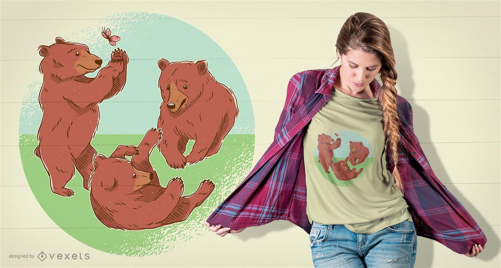 Playing Bear Cubs T-Shirt Design