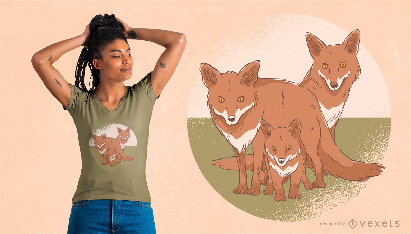 Diseño de camiseta de la familia Fox