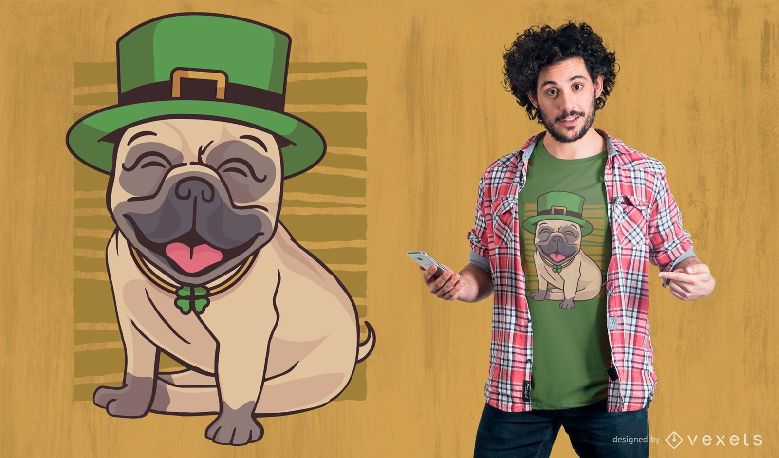 Design de camisetas do Pug para o Dia de S?o Patr?cio