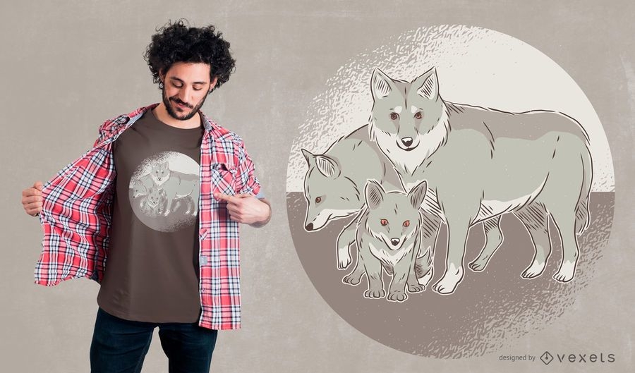 Download Wolf Family T-Shirt Design - Vector Download