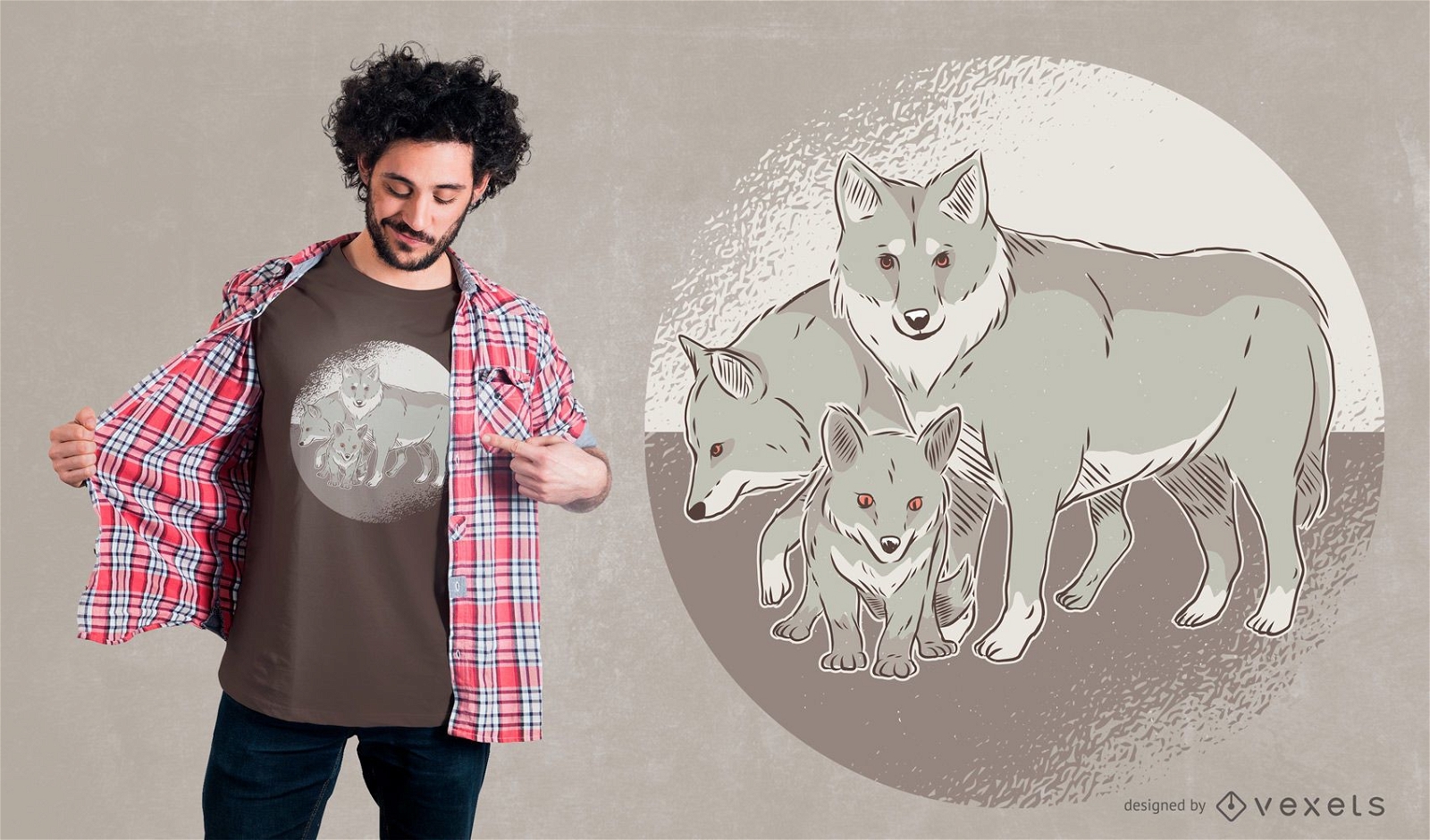 Diseño de camiseta de familia lobo