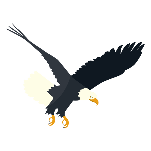 Bald eagle diving flat PNG Design