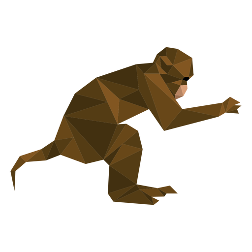 Capuchin monkey jumping lowpoly PNG Design