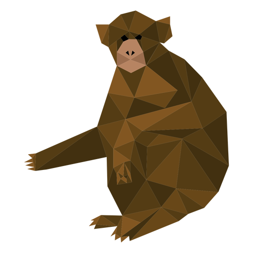 Mono capuchino sentado lowpoly Diseño PNG