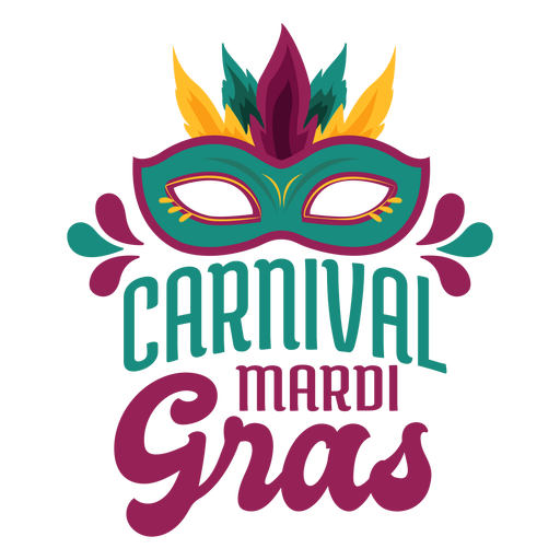 Carnival mardi gras domino mask lettering PNG Design