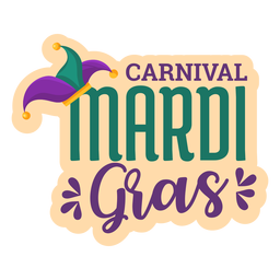 Carnival mardi gras lettering sticker PNG Design