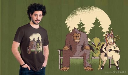 Diseño de camiseta de criaturas mitológicas