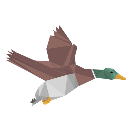 Pato volando lowpoly Diseño PNG