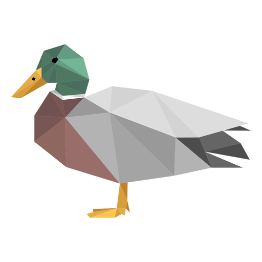 Vista lateral do pato lowpoly Desenho PNG