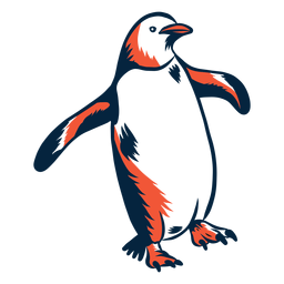 Duotone penguin walking PNG Design