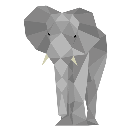 Vista frontal do elefante lowpoly Desenho PNG