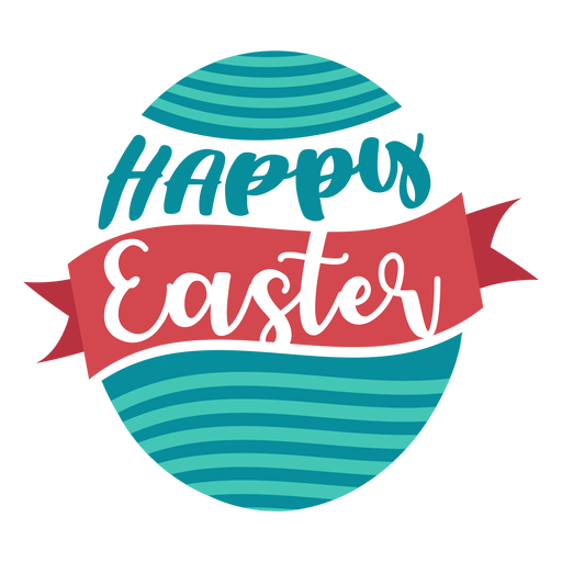 Happy easter ribbon egg lettering PNG Design
