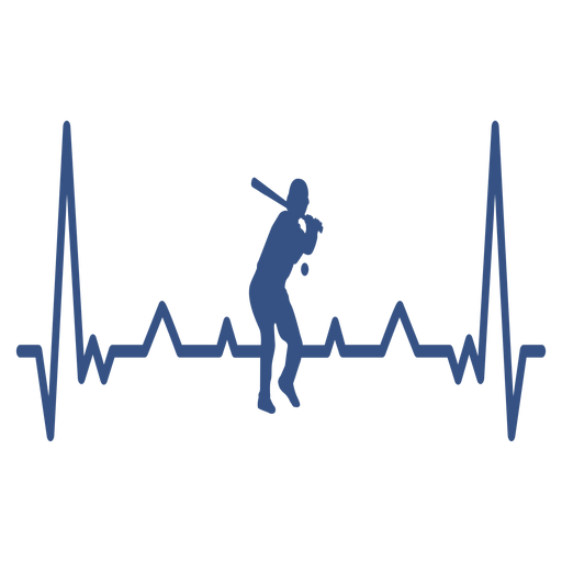 Heartbeat with baseball player PNG Design