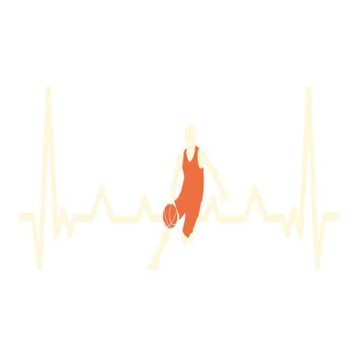Heartbeat with basketball player PNG Design