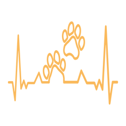 Heartbeat with dog paws print PNG Design