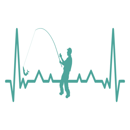 Heartbeat with fisherman PNG Design