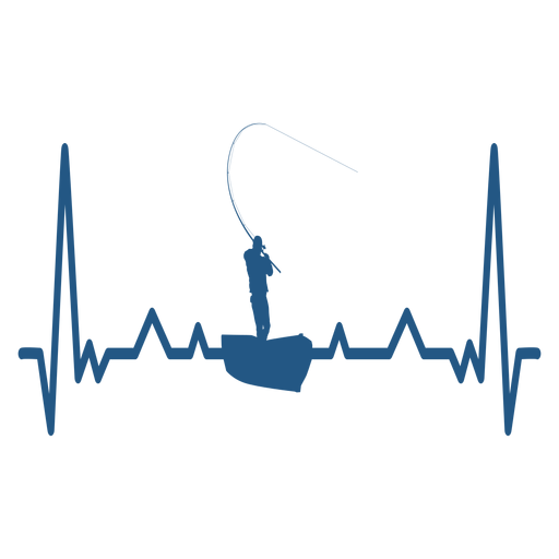 Heartbeat with fisherman on boat PNG Design