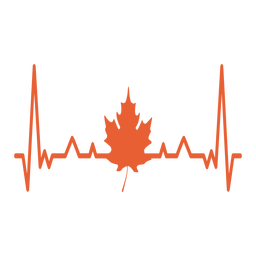 Heartbeat with maple leaf PNG Design