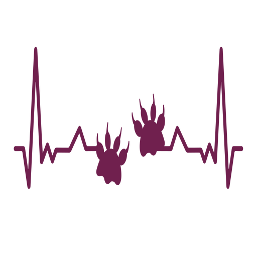 Heartbeat with paw prints PNG Design