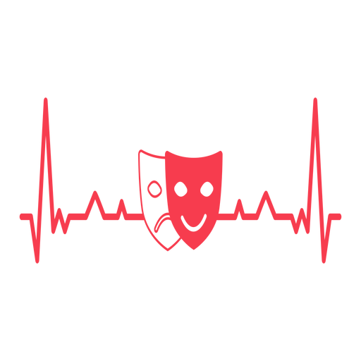 Heartbeat with theater masks PNG Design