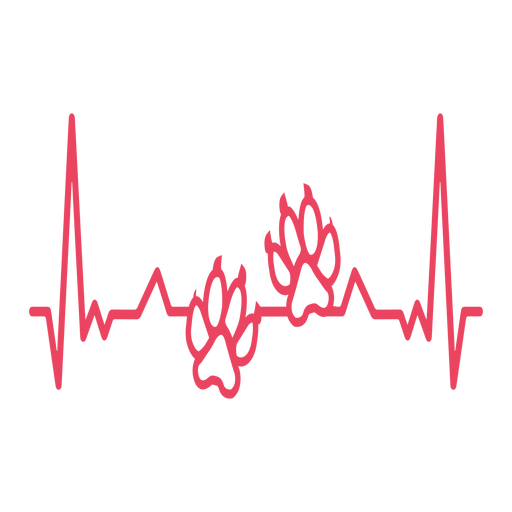 Heartbeat with wolf paw prints PNG Design