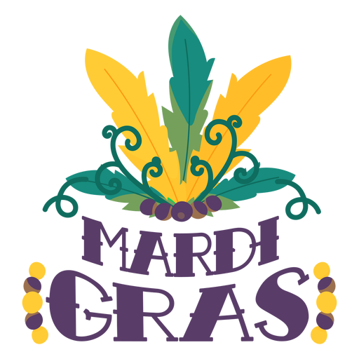 Mardi gras carnival feathers lettering