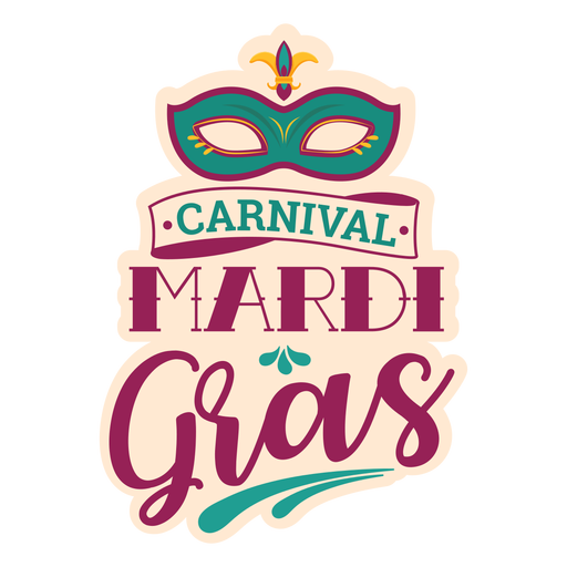 Mardi Gras Domino Maske Schriftzug PNG-Design