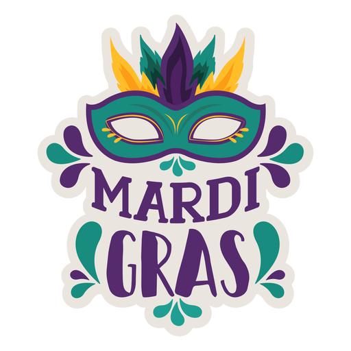 Etiqueta engomada de la máscara del dominó de Mardi Gras Diseño PNG