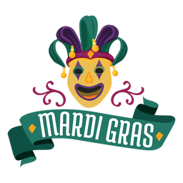 Mardi gras jester mask lettering PNG Design