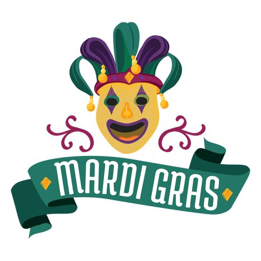 Mardi Gras Jester Mask Schriftzug PNG-Design