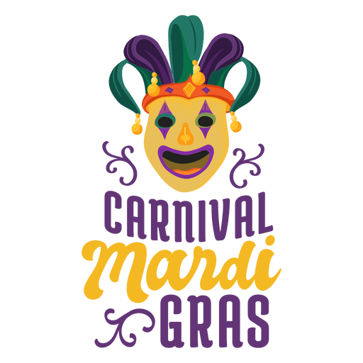 Mardi gras joker mask lettering PNG Design