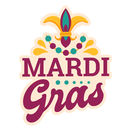 Mardi gras lettering sticker PNG Design