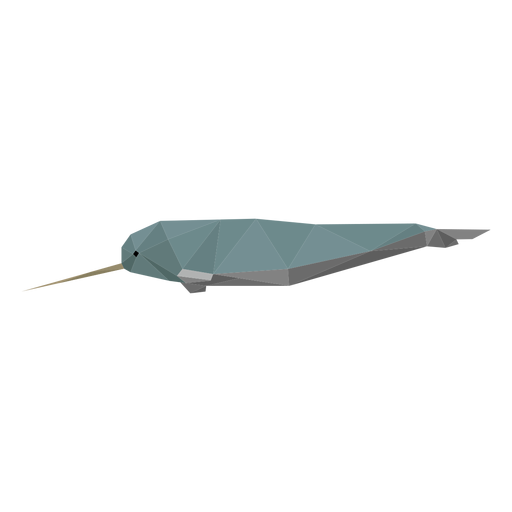 Vista lateral de Narwhal lowpoly