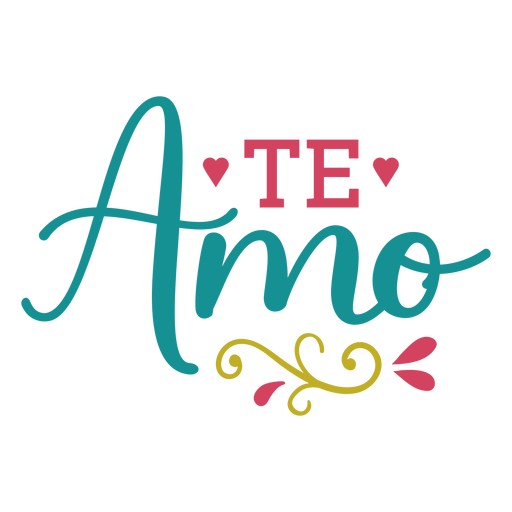 Te amo hearts lettering PNG Design
