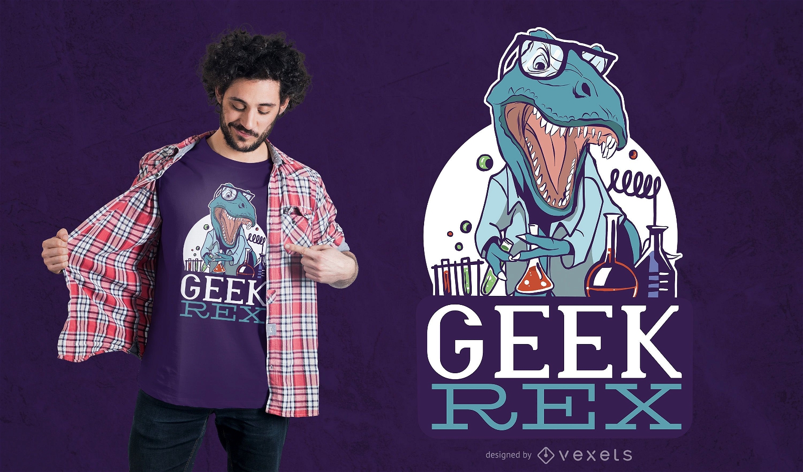 Diseño de camiseta geek rex