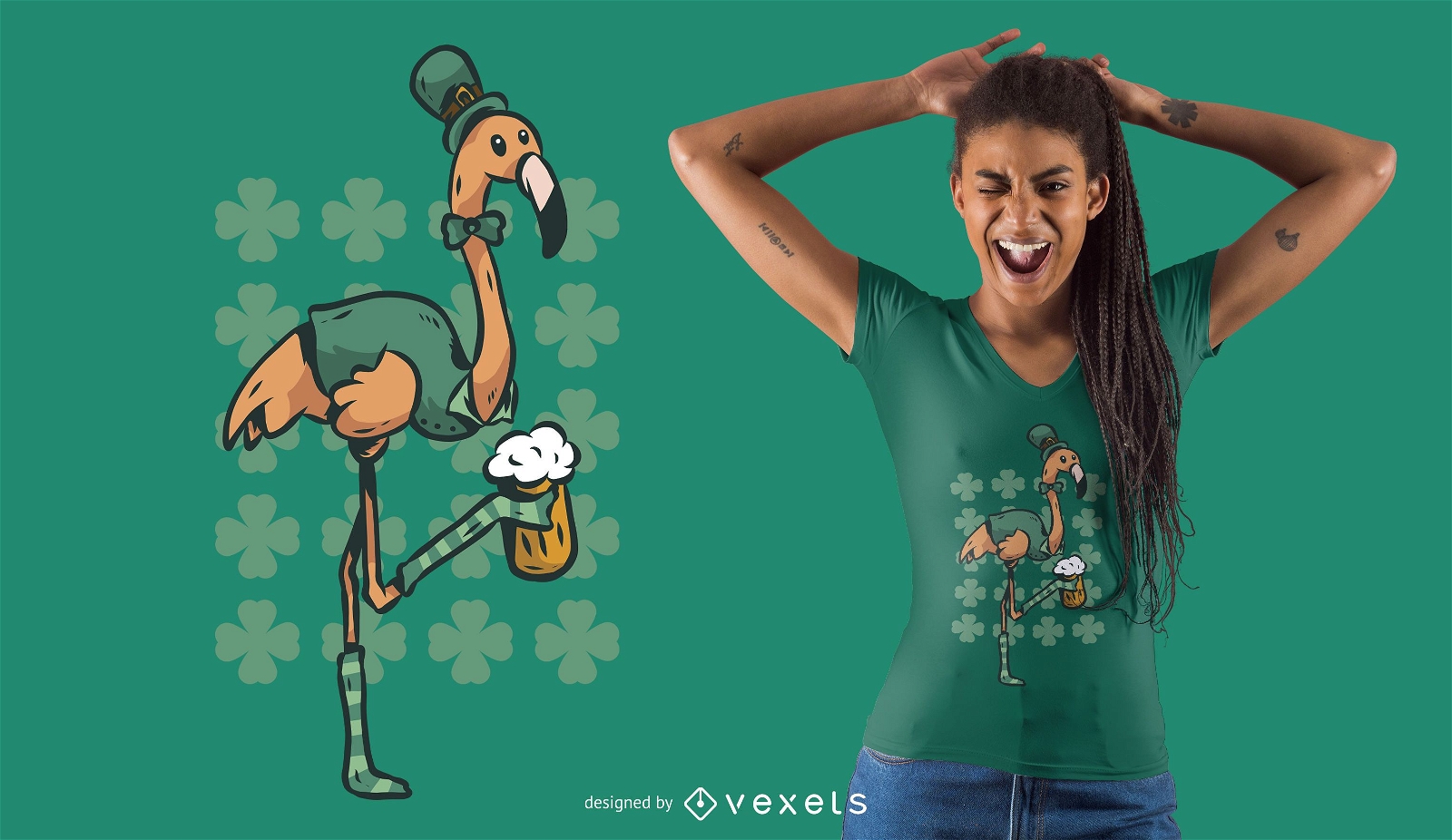 St. Patrick&#39;s Day Flamingo T-Shirt Design