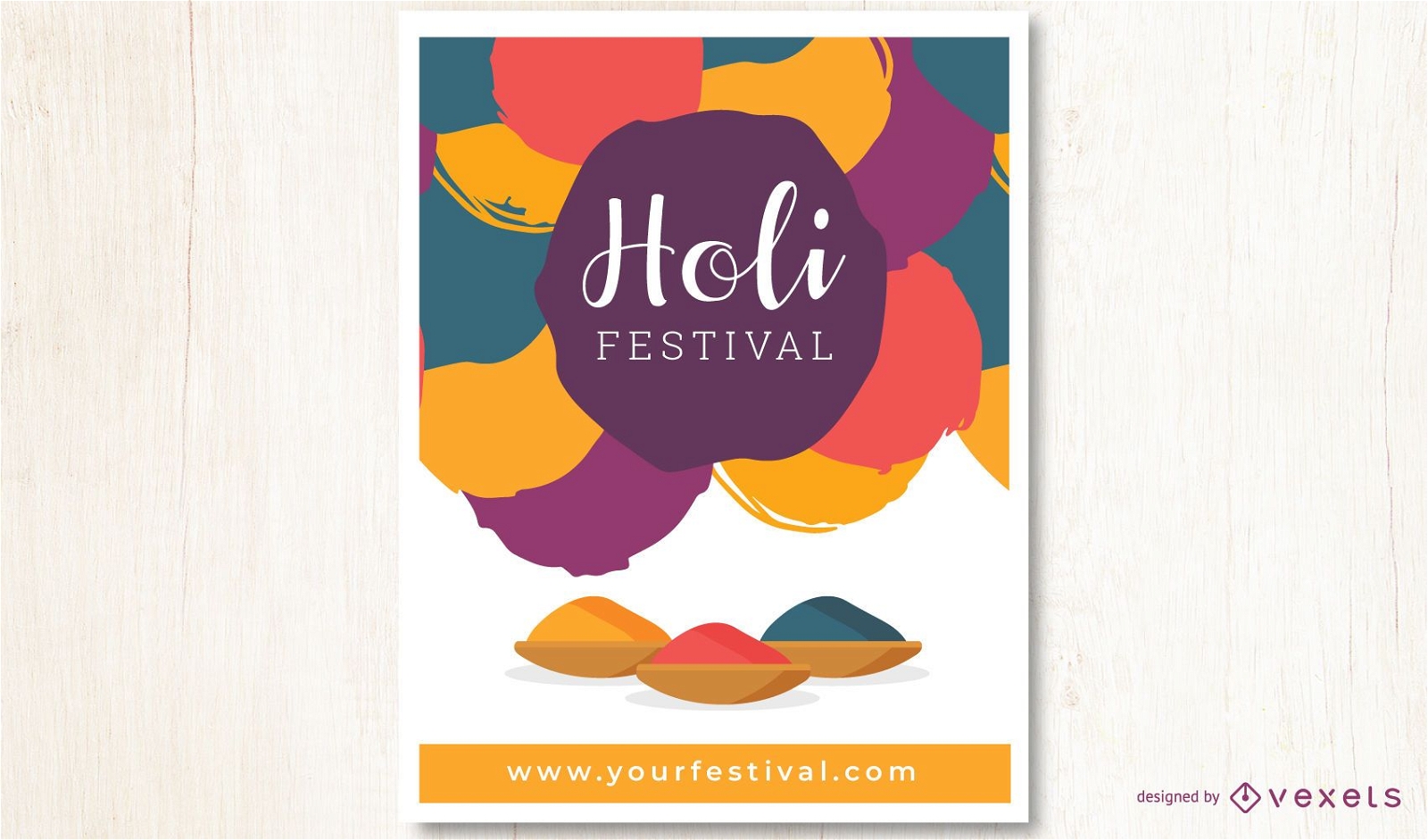 Buntes Holi Festival-Schriftzugdesign