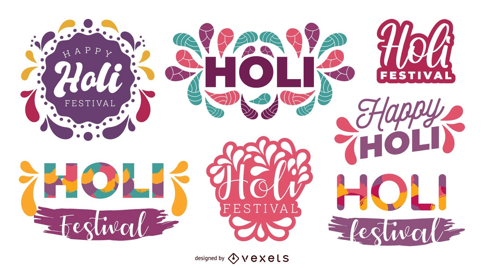 Conjunto de letras del festival de Holi