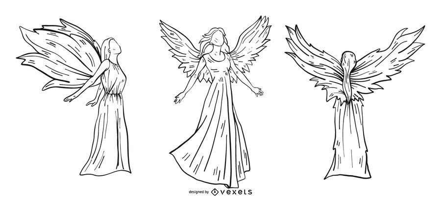 Download Angels Line Style Set - Vector download