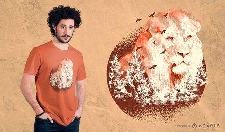 Forest Lion T-Shirt Design