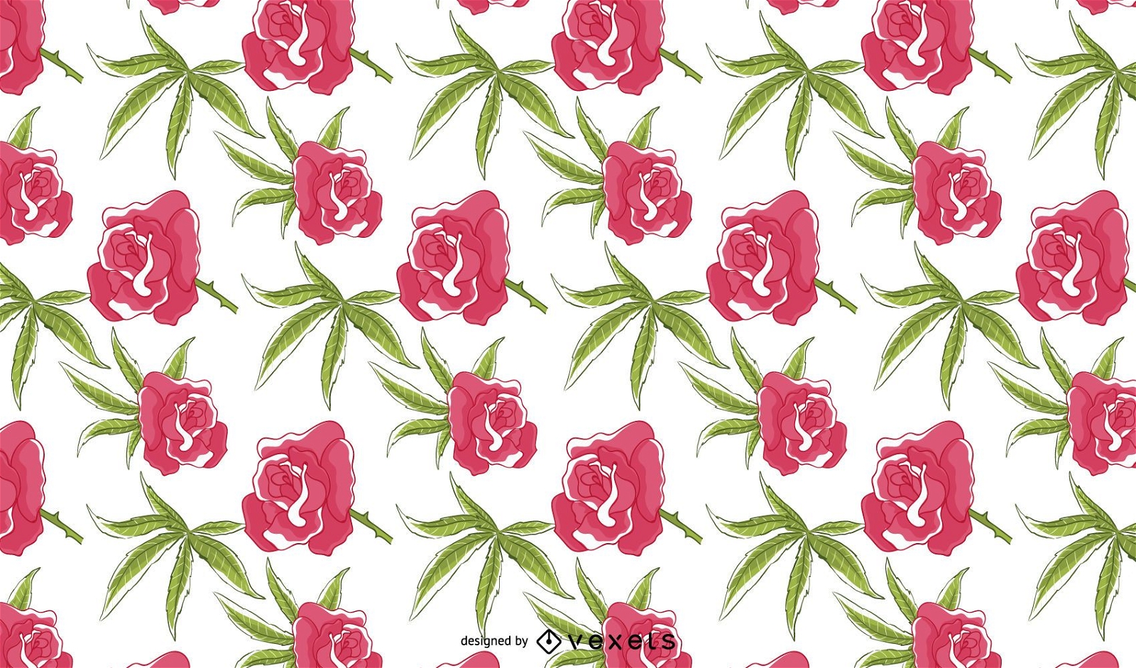 Cannabis Floral Rose Pattern Design