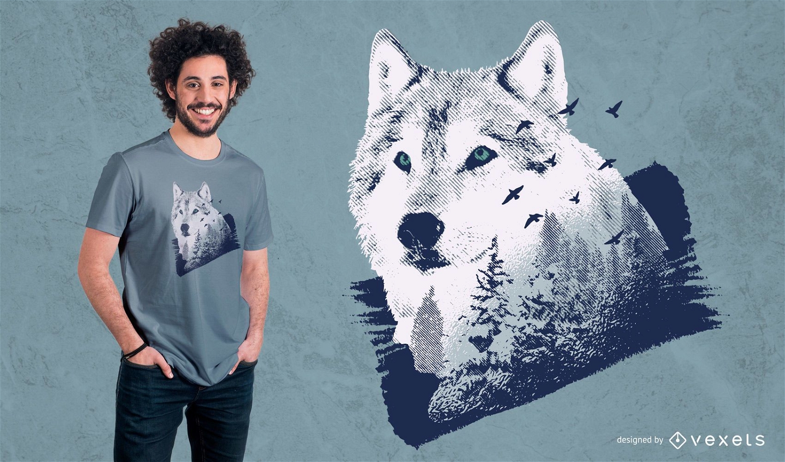 Design de camisetas Wolf Forest