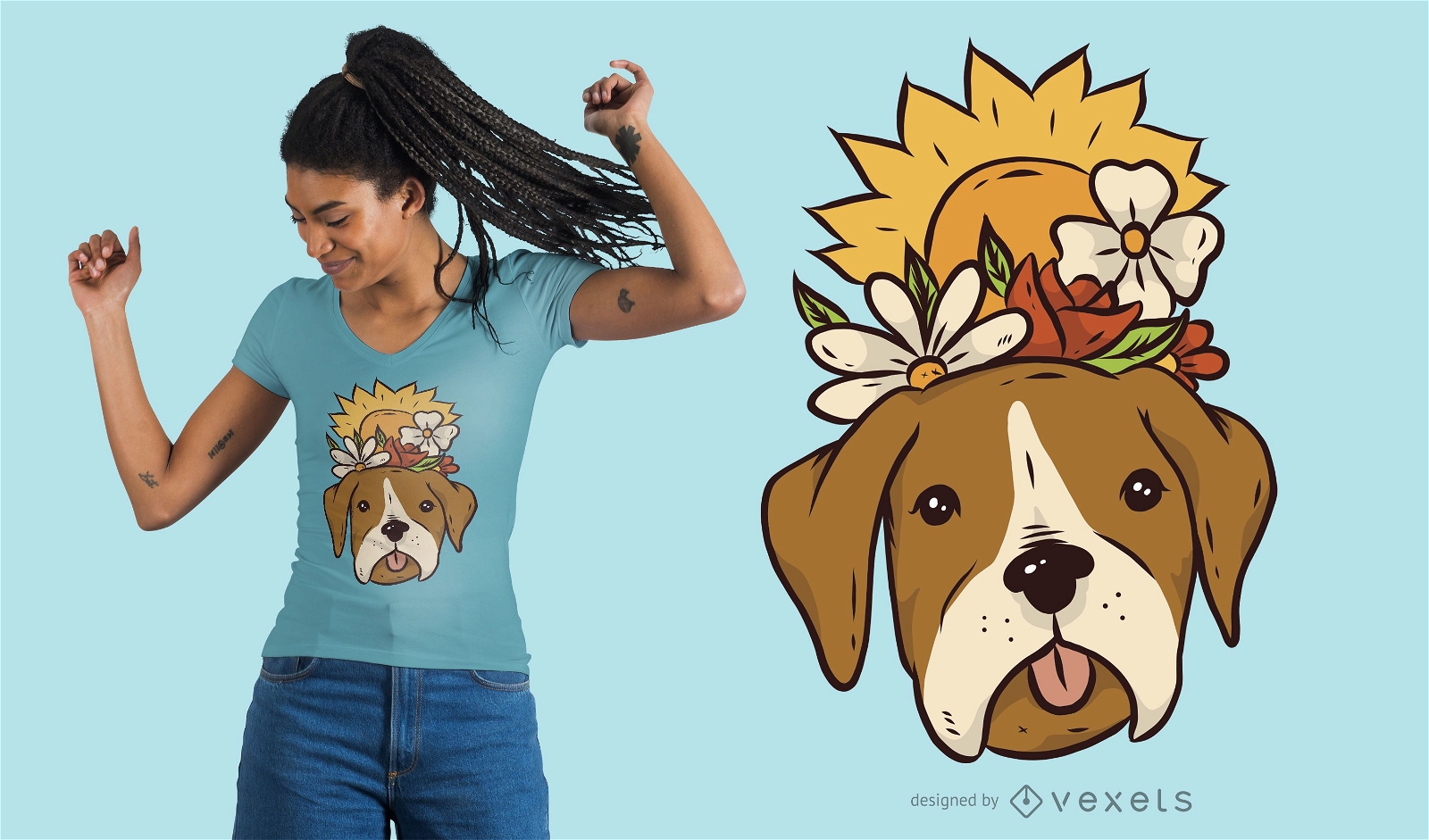 Blumen Hund T-Shirt Design