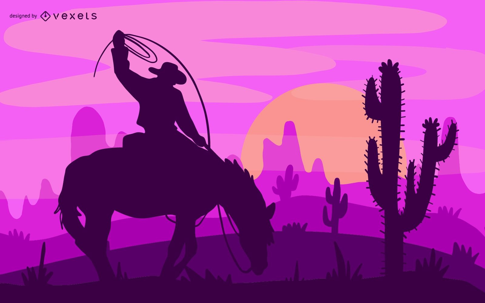 Cowboy Desert Illustration
