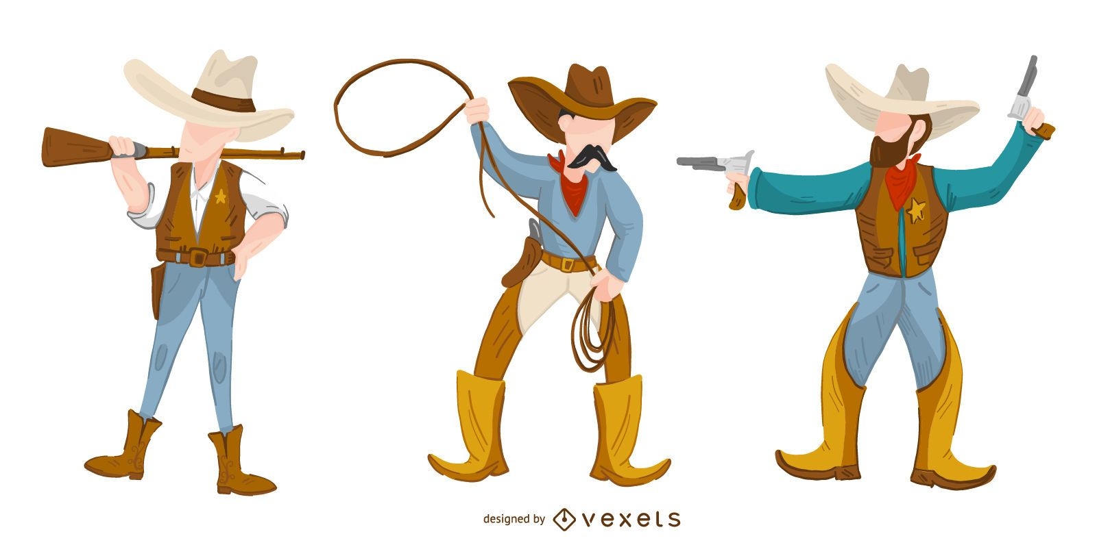 Cowboy Cartoon Set