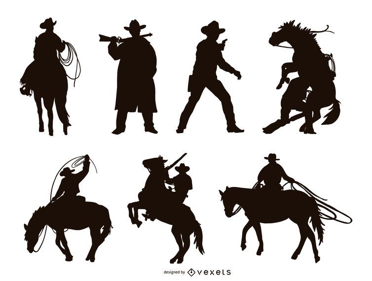 Cowboy Silhouette Set Cowboy Silhouette Set