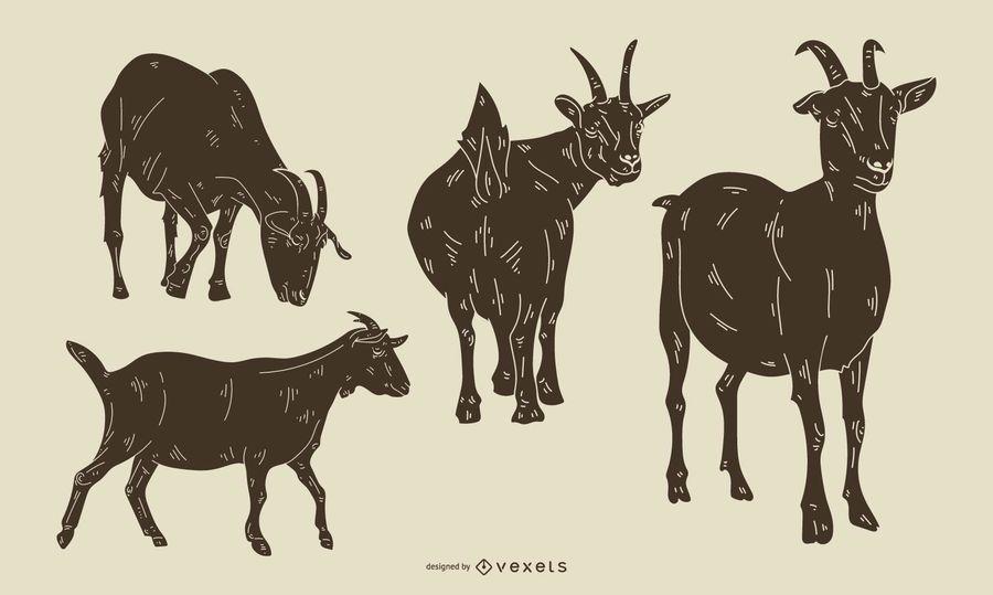 Goat Detailed Silhouette Set Goat Detailed Silhouette Set